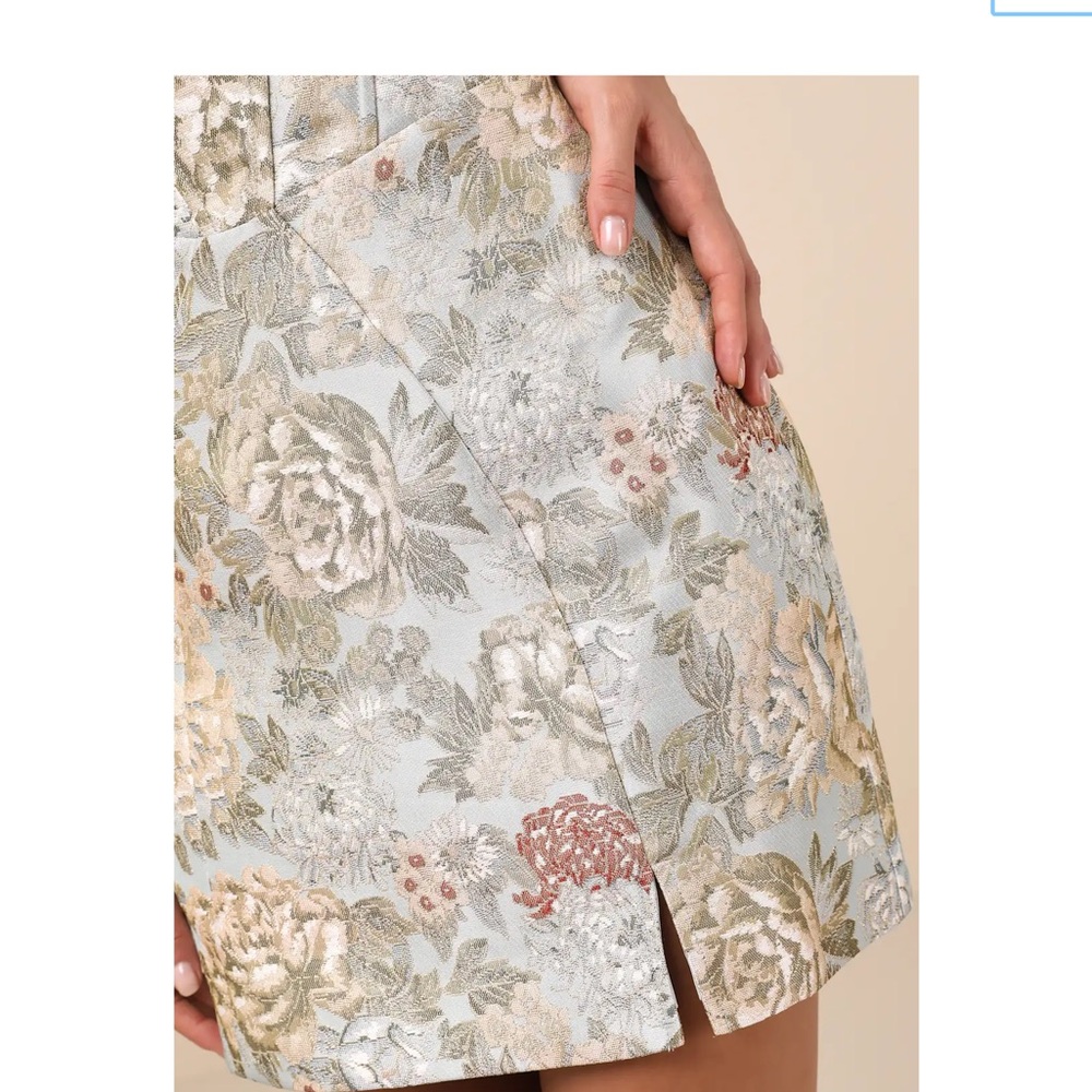 Lulus Captivating Personality Light Blue Floral Jacquard Bustier Mini Dress NWT - Picture 4 of 15